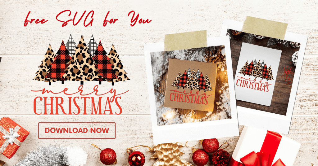 Free Templates - Merry Christmas Leopard And Plaid Tree - Cricut File - LightBoxGoodMan