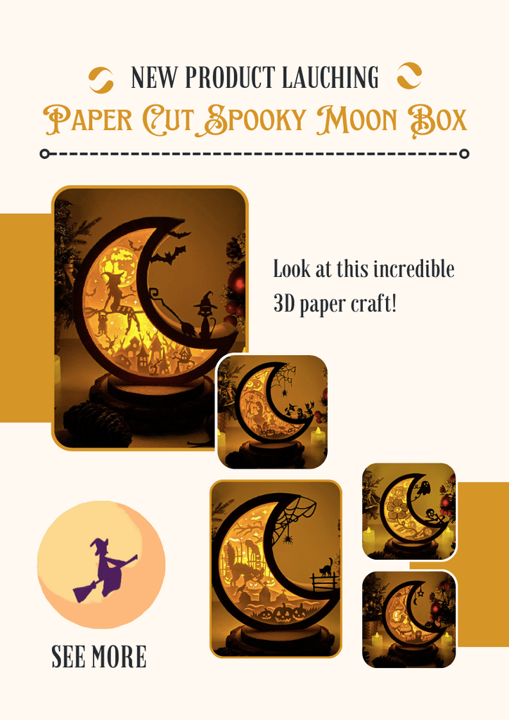 NEW PRODUCT LAUNCHING: How To Make Paper Cut Spooky Moon Box - Lightboxgoodman