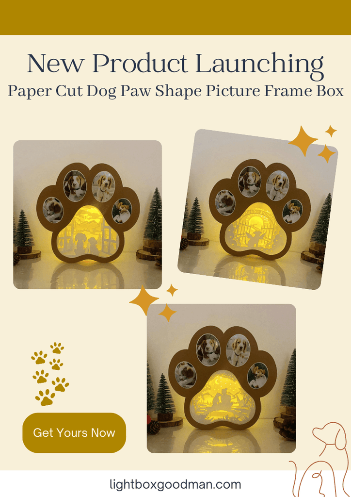 NEW PRODUCT LAUNCHING: Paper Cut Dog Paw Shape Picture Frame Box - LightboxGoodman