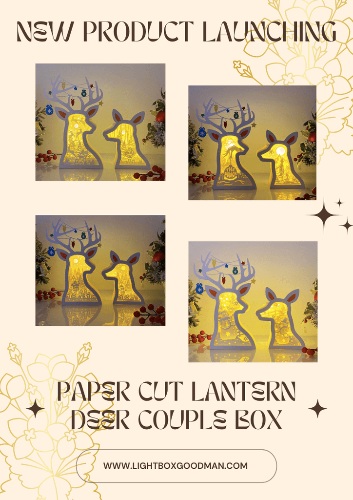 NEW PRODUCT LAUNCHING: Paper Cut Lantern Deer Couple Box - LightboxGoodman