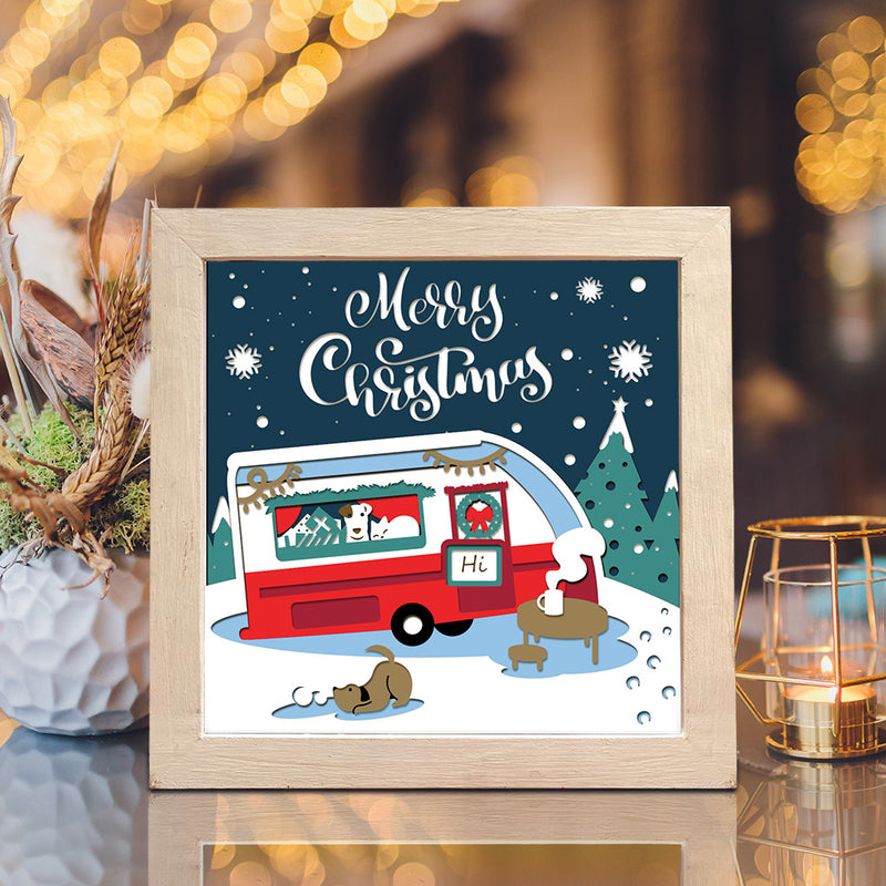 Christmas Camper – Paper Cut Light Box File - Cricut File - 8x8" - LightBoxGoodMan