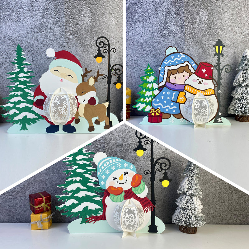 Pack 3 Different Christmas - 3D Christmas Lantern File - Cricut File - LightBoxGoodMan