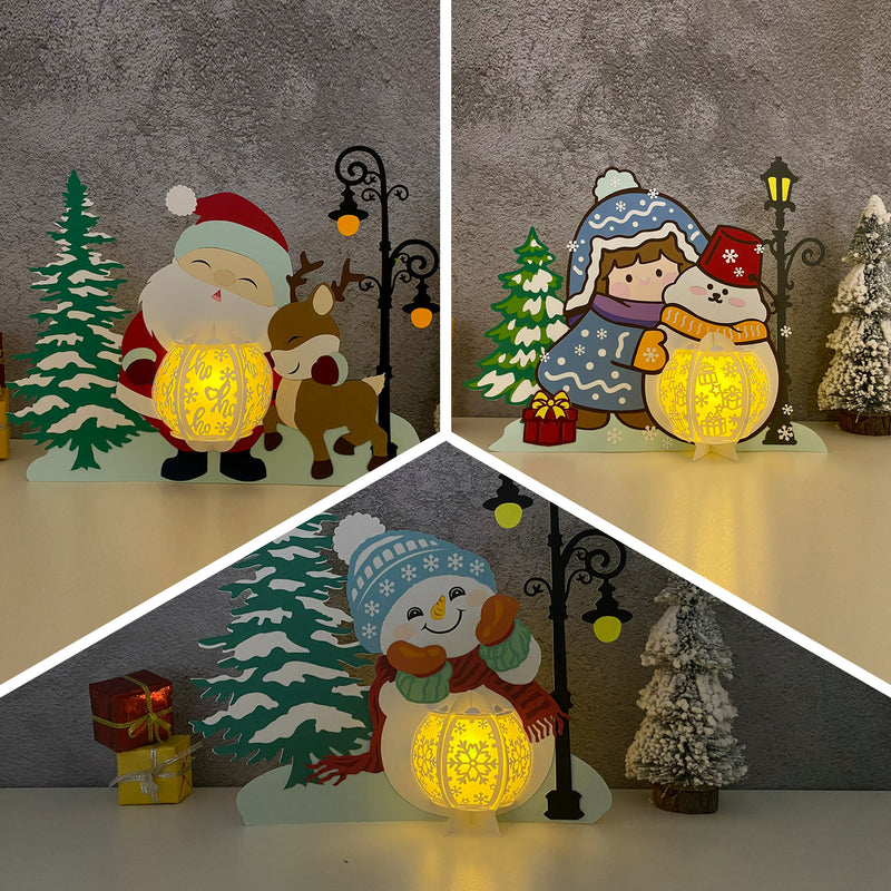Pack 3 Different Christmas - 3D Christmas Lantern File - Cricut File - LightBoxGoodMan