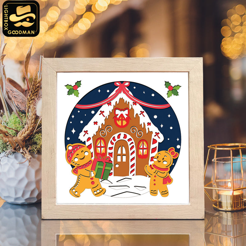 Christmas Gingerbread – Paper Cut Light Box File - Cricut File - 8x8" - LightBoxGoodMan
