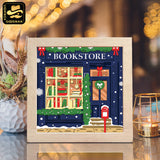 Christmas Bookstore – Paper Cut Light Box File - Cricut File - 8x8" - LightBoxGoodMan