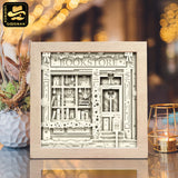 Christmas Bookstore – Paper Cut Light Box File - Cricut File - 8x8" - LightBoxGoodMan
