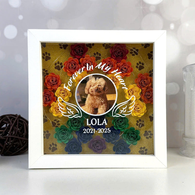 Custom Paw Pet Memorial – Paper Cut Flower Shadow Box File - Cricut File - 7x7 Inches 0- LightBoxGoodMan