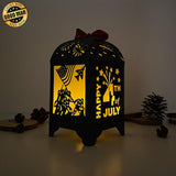 4th Of July - Paper Cut Lantern File - Cricut File - 10,5x20,6cm - LightBoxGoodMan - LightboxGoodman