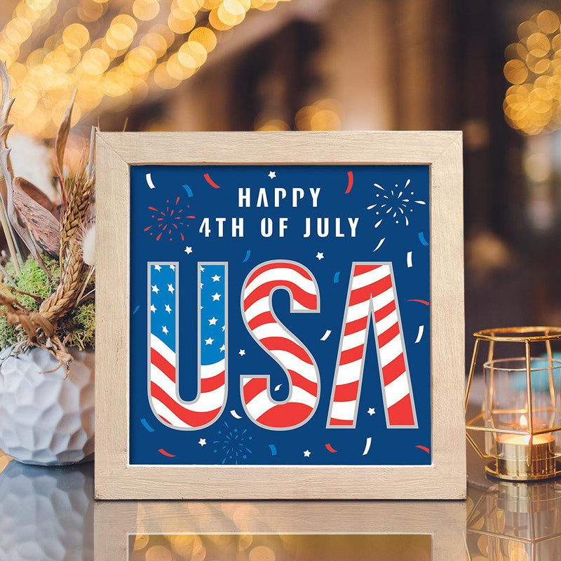 4th Of July USA – Paper Cut Light Box File - Cricut File - 8x8 inches - LightBoxGoodMan - LightboxGoodman
