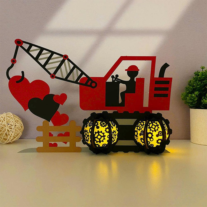 Crane Truck Love - 3D Love Lantern File - Cricut File 1 - LightBoxGoodMan