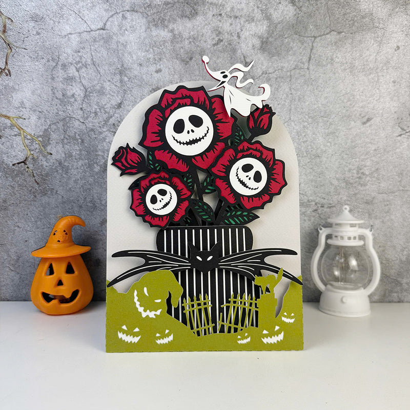 Rose Nightmare - 3D Halloween Flowers Vase Pop-up Card File - Cricut File 1 - LightBoxGoodMan