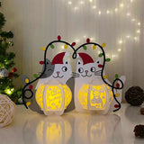 Couple Cat Xmas - 3D Christmas Lantern File - Cricut File 1 - LightBoxGoodMan