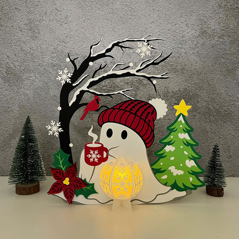 Christmas Ghost 1 - 3D Christmas Lantern File - Cricut File 3 - LightBoxGoodMan