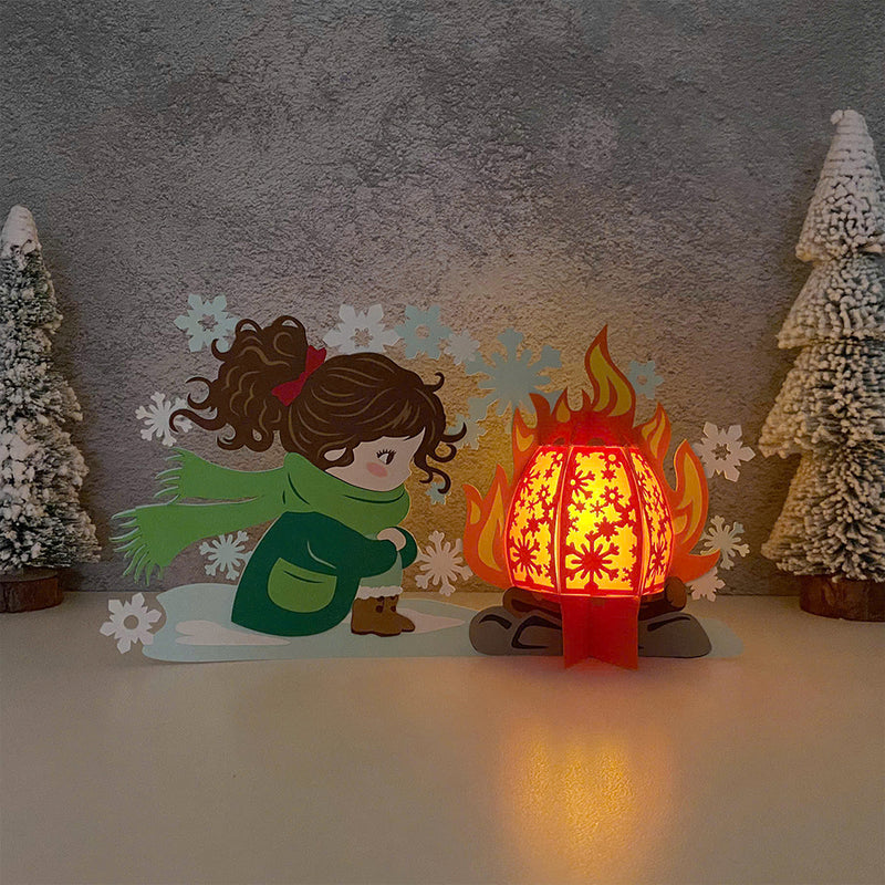 Winter Girl 2 - 3D Christmas Lantern File - Cricut File 1 - LightBoxGoodMan