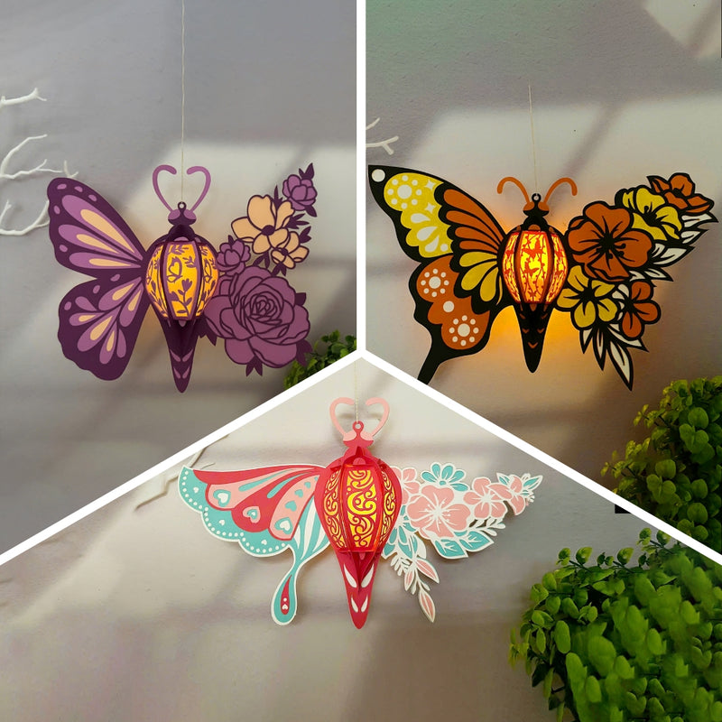 Pack 3 Different Butterfly Flower - 3D Butterfly Lantern File - Cricut File 1 - LightBoxGoodMan