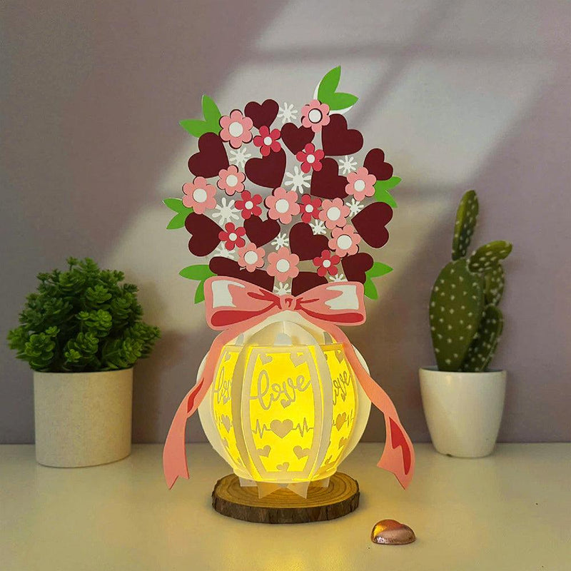 Vase Valentine - 3D Flower Vase Lantern File - Cricut File 3 - LightBoxGoodMan