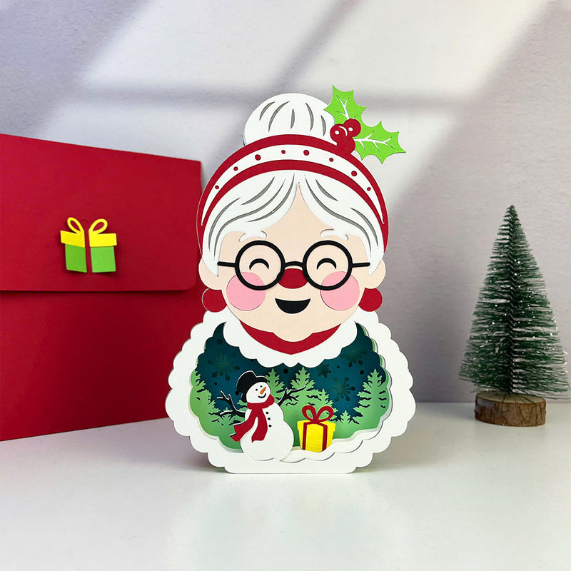 Mrs. Claus - 3D Christmas Pop-up Card File - Cricut File 1 - LightBoxGoodMan