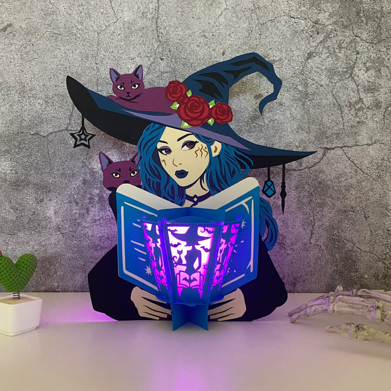 Witches Read Books - 3D Witch Lantern File - Cricut File - LightBoxGoodMan