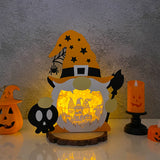 Gnome Halloween 1 - 3D Witch Gnome Papercut Light Box File - Cricut File - LightBoxGoodMan