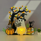 Ghost Reading Book - Halloween Themed 3D Lantern File - Cricut File - LightBoxGoodMan