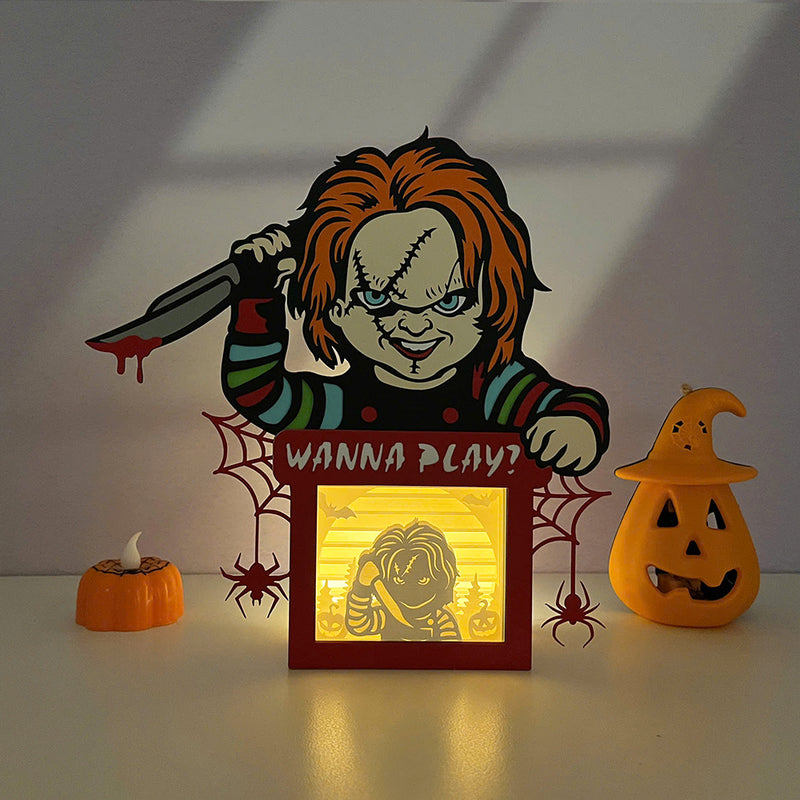 Chucky - Horror Movies Papercut Lightbox File - 7.8x8.1" - Cricut File - LightBoxGoodMan