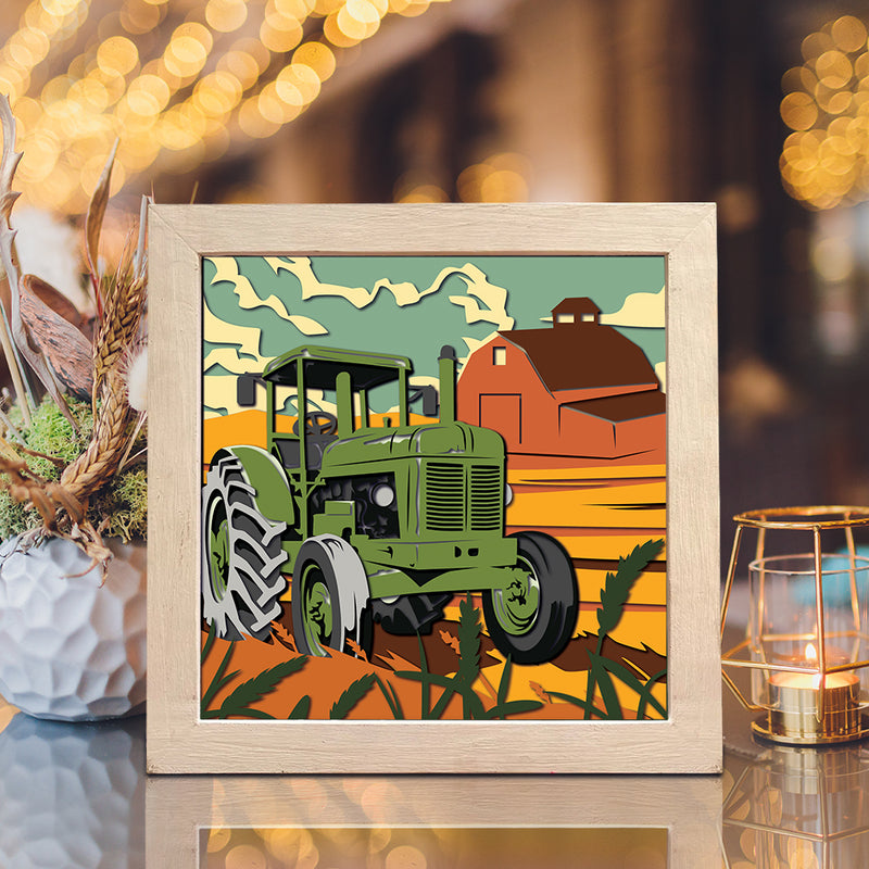 Tractor – Paper Cut Light Box File - Cricut File - 8x8 inches - LightBoxGoodMan