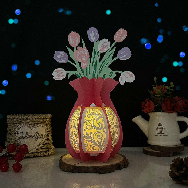 Tulips Vase - 3D Flower Vase Lantern File - 9.6x6" - Cricut File - LightBoxGoodMan - LightboxGoodman