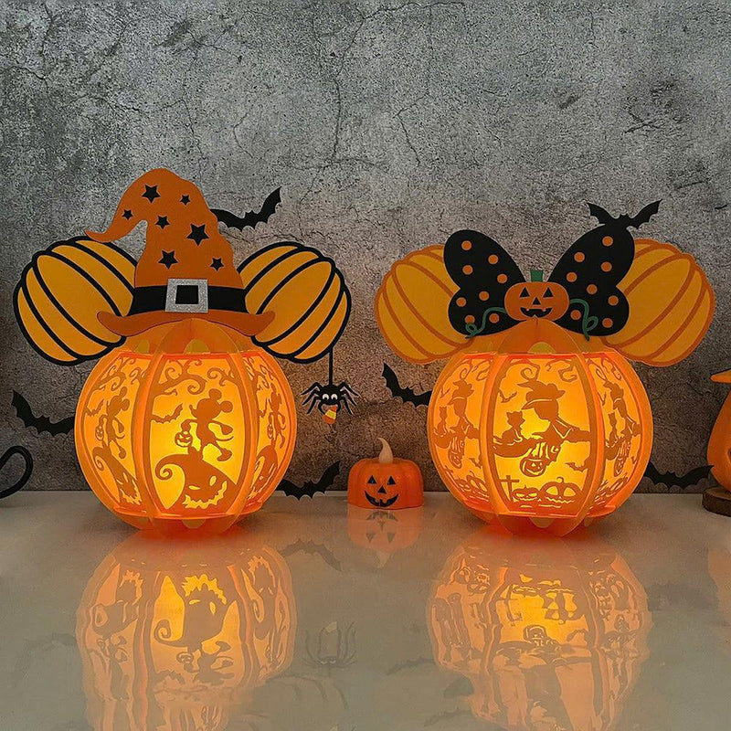 Mickey Minnie Couple - Halloween Themed 3D Disney Mouse Lantern File - Cricut File - LightBoxGoodMan