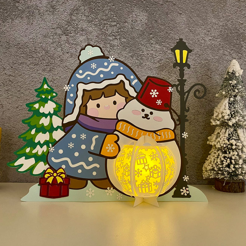 Winter Girl - 3D Christmas Lantern File - Cricut File 3 - LightBoxGoodMan