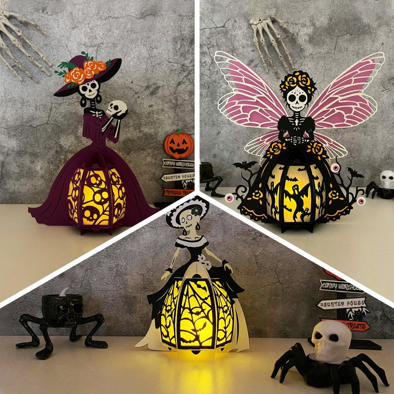 Pack 3 Spooky Girl - 3D Halloween Spooky Lantern File - Cricut File - LightBoxGoodMan