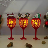 Wine Glasses - 3D Christmas Lantern File - Cricut File 1 - LightBoxGoodMan