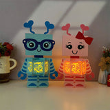 Robot Couple - 3D Love Lantern File - Cricut File 1 - LightBoxGoodMan