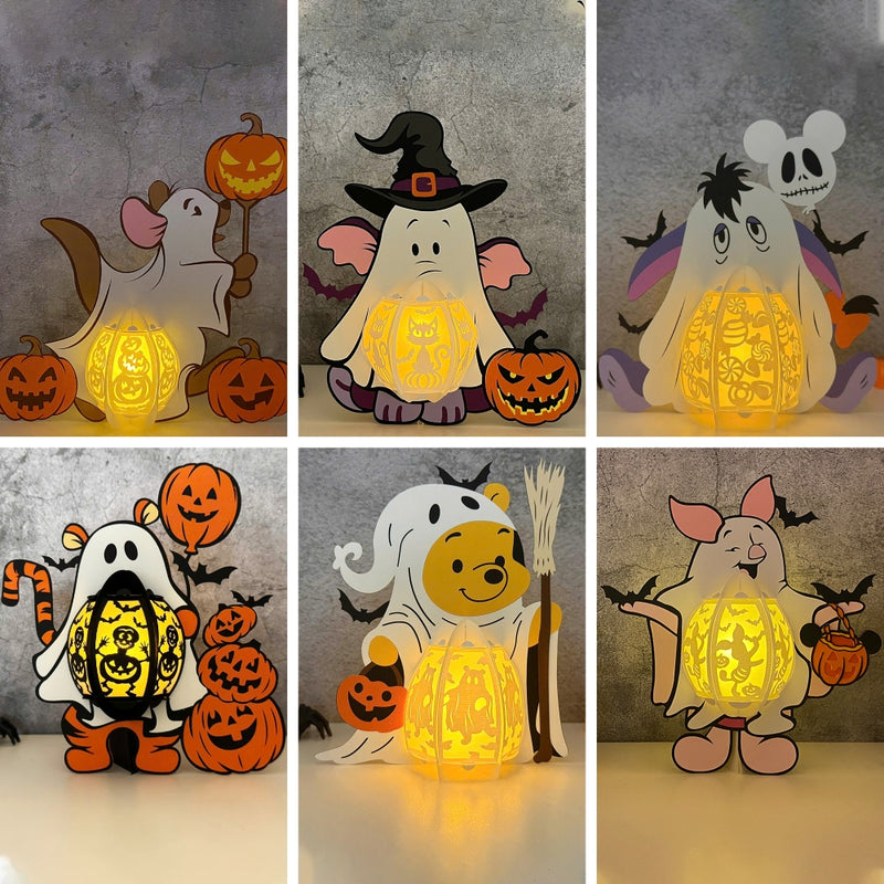 Pack 6 Halloween Cutest Lantern - Winnie The Pooh Themed 3D Lantern File - Cricut File - LightBoxGoodMan
