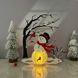 Snowman & Cardinal Bird - 3D Christmas Lantern File - Cricut File 4 - LightBoxGoodMan