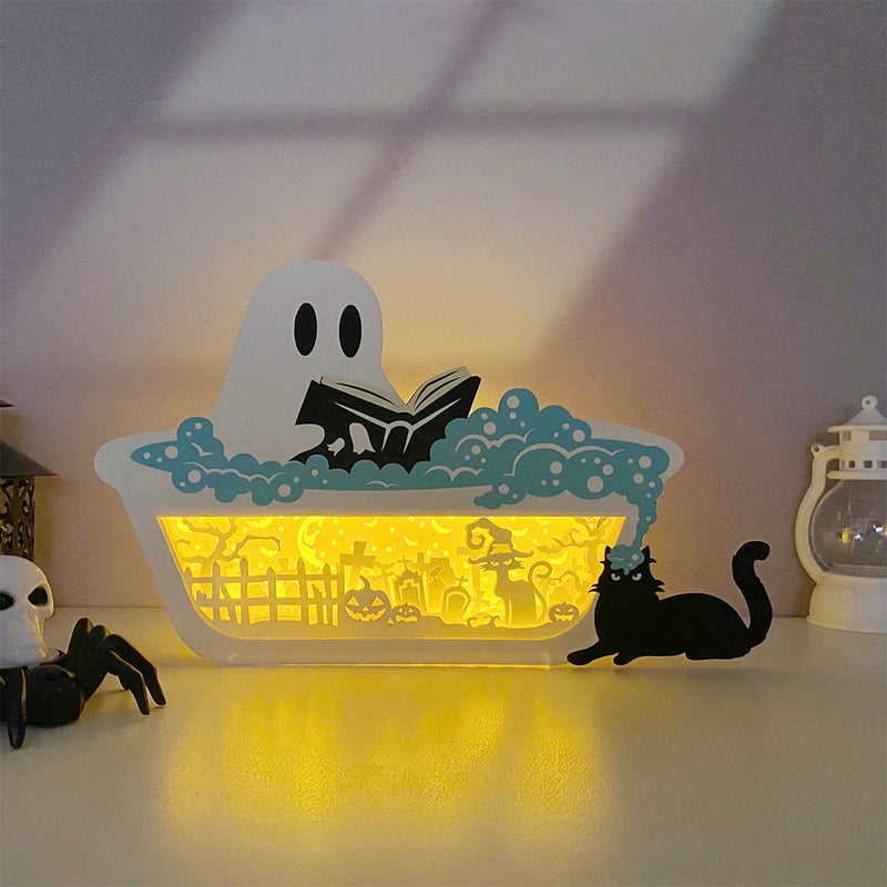 Chilling Ghost - Halloween Papercut Lightbox File - Cricut File 1 - LightBoxGoodMan