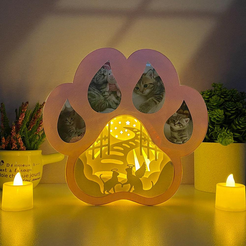 Cat Memorial 2 - Paw-shaped Papercut Lightbox File - 7.6x8" - Cricut File - LightBoxGoodMan - LightboxGoodman
