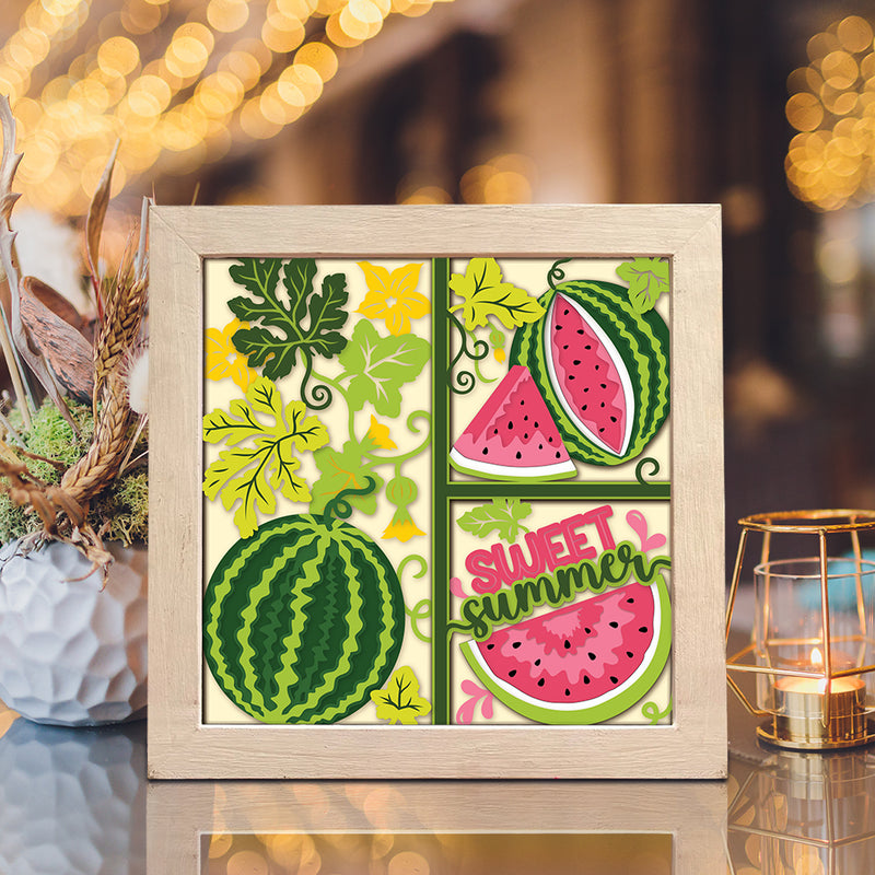 Watermelon – Paper Cut Light Box File - Cricut File - 8x8 inches - LightBoxGoodMan