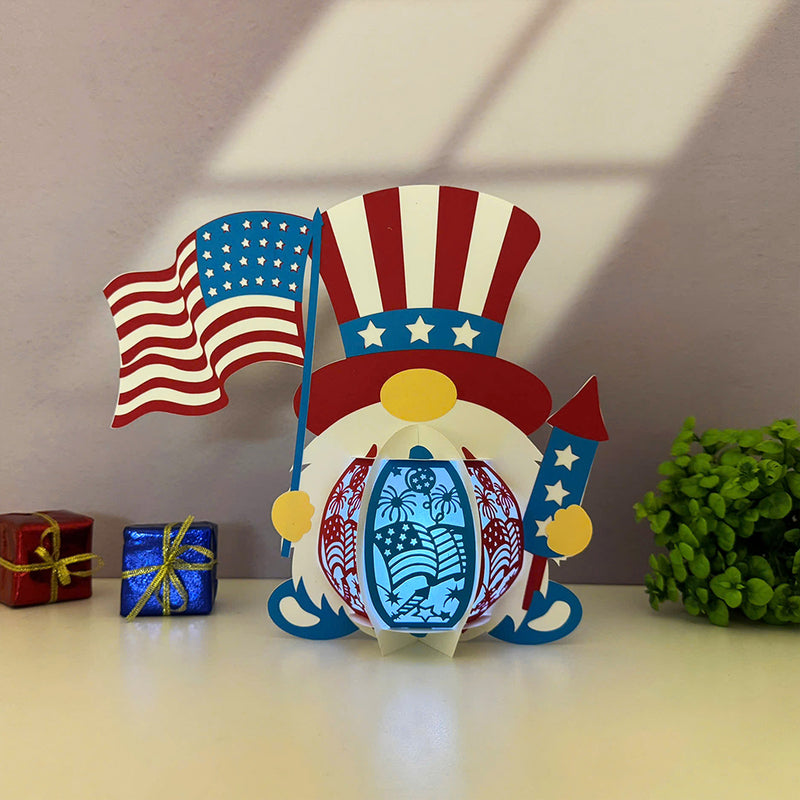 4th Of July Gnome - 3D America Lantern File - Cricut File - LightBoxGoodMan