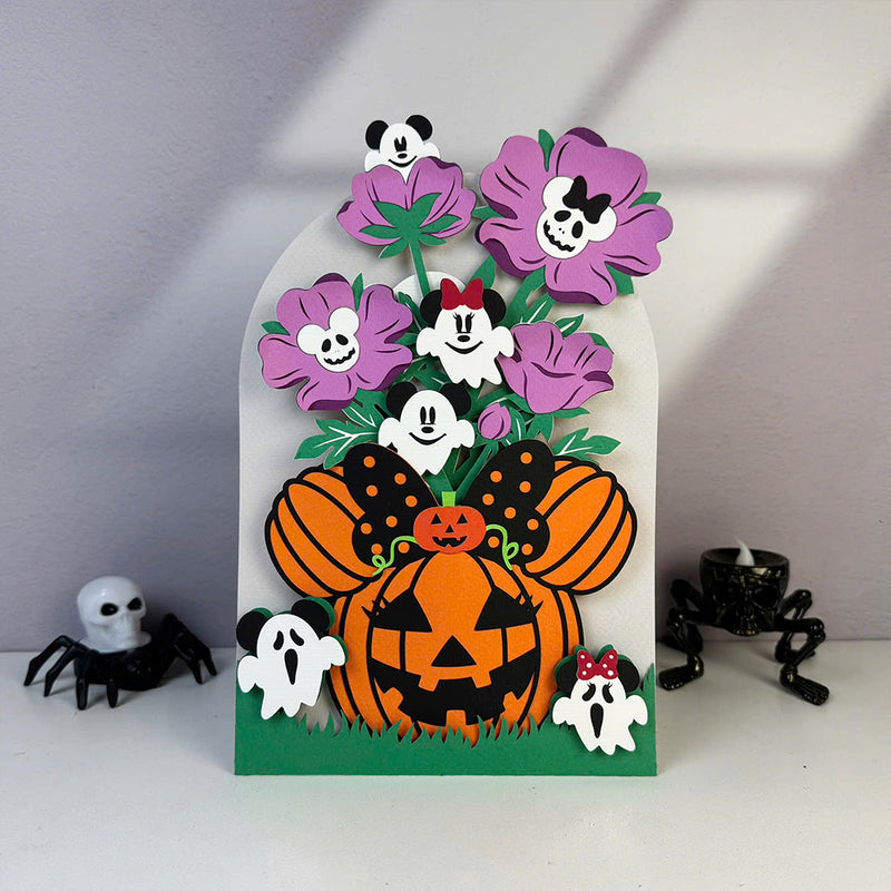 Halloween Minnie - 3D Halloween Flowers Vase Pop-up Card File - Cricut File - LightBoxGoodMan