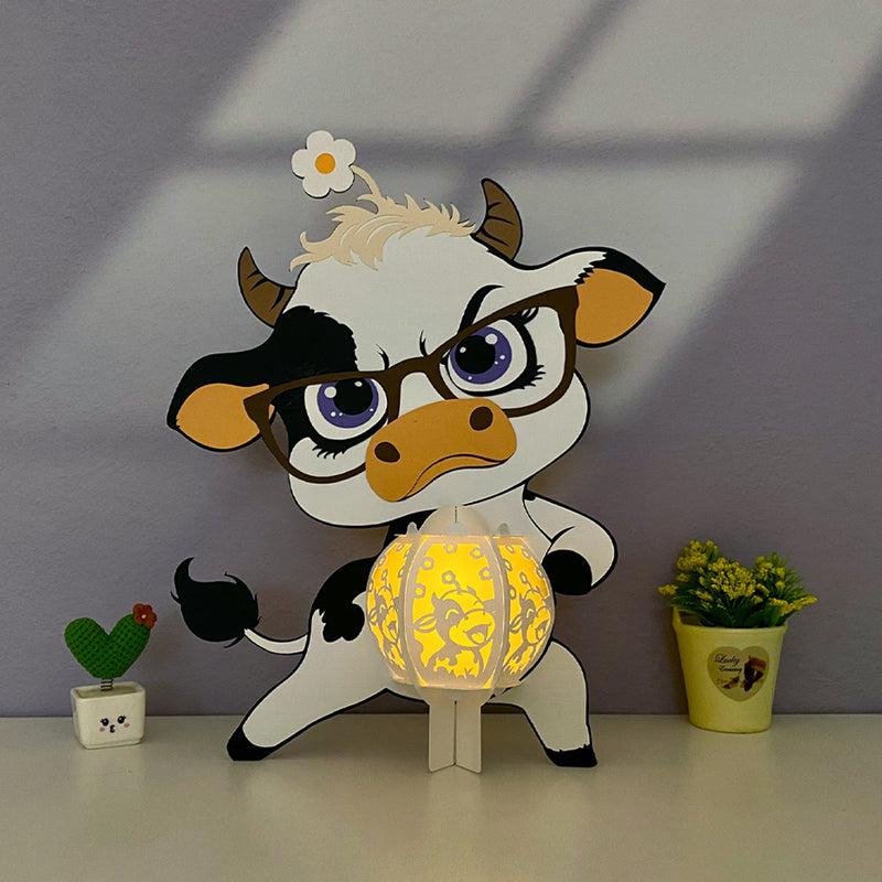 Lantern Funny Dairy Cow - 3D Lantern File - 7.9x10.2" - Cricut File 1 - LightBoxGoodMan