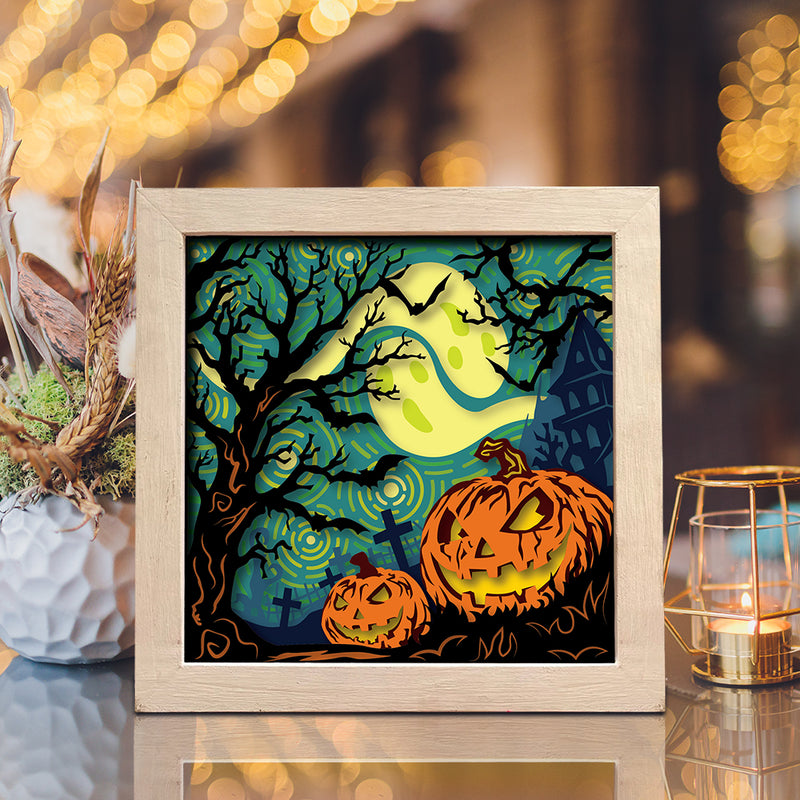 Halloween Pumpkins – Paper Cut Light Box File - Cricut File - 8x8 inches - LightBoxGoodMan