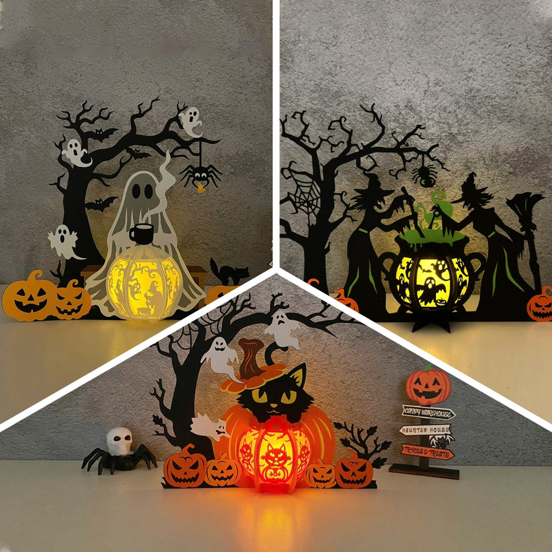 Pack 3 Halloween - Halloween Themed 3D Lantern File - Cricut File - LightBoxGoodMan