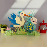 Stork and Baby -  Wonderland Themed 3D Lantern File - Cricut File 1 - LightBoxGoodMan