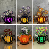 Pack 6 Kettle Flower - 3D Kettle Papercut Lantern File - Cricut File - LightBoxGoodMan