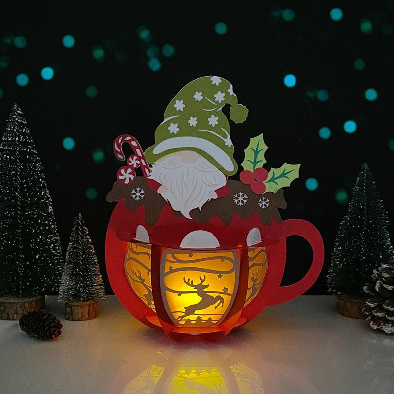 Gnome - Christmas Themed 3D Hot Cocoa Lantern File - Cricut File 1 - LightBoxGoodMan