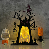 Cauldron Of Poison - 3D Ghost Tree Papercut Lightbox File - Cricut File 3- LightBoxGoodMan