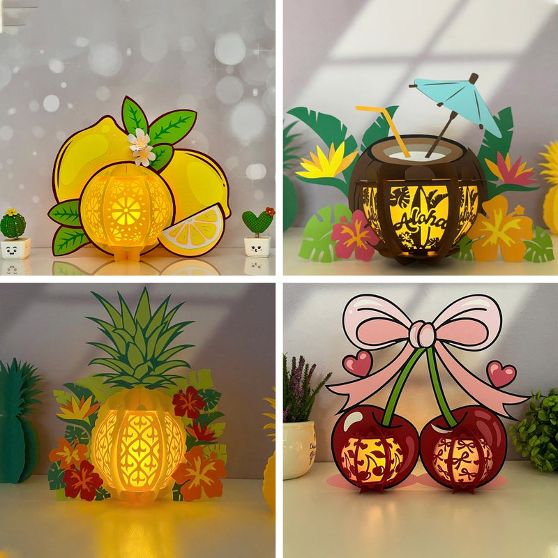 Pack 4 Fruit Lanterns - 3D Fruit Lantern File - Cricut File - LightBoxGoodMan