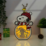 Snoopy Xmas - Snoopy Dog Papercut Lightbox File - Cricut File 1 - LightBoxGoodMan