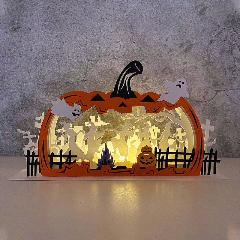 Witches Dancing - 3D Halloween Pop-up Half Circle - Cricut File 1 - LightBoxGoodMan