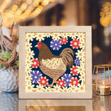 Hen With Flowers – Paper Cut Light Box File - Cricut File - 8x8 inches - LightBoxGoodMan